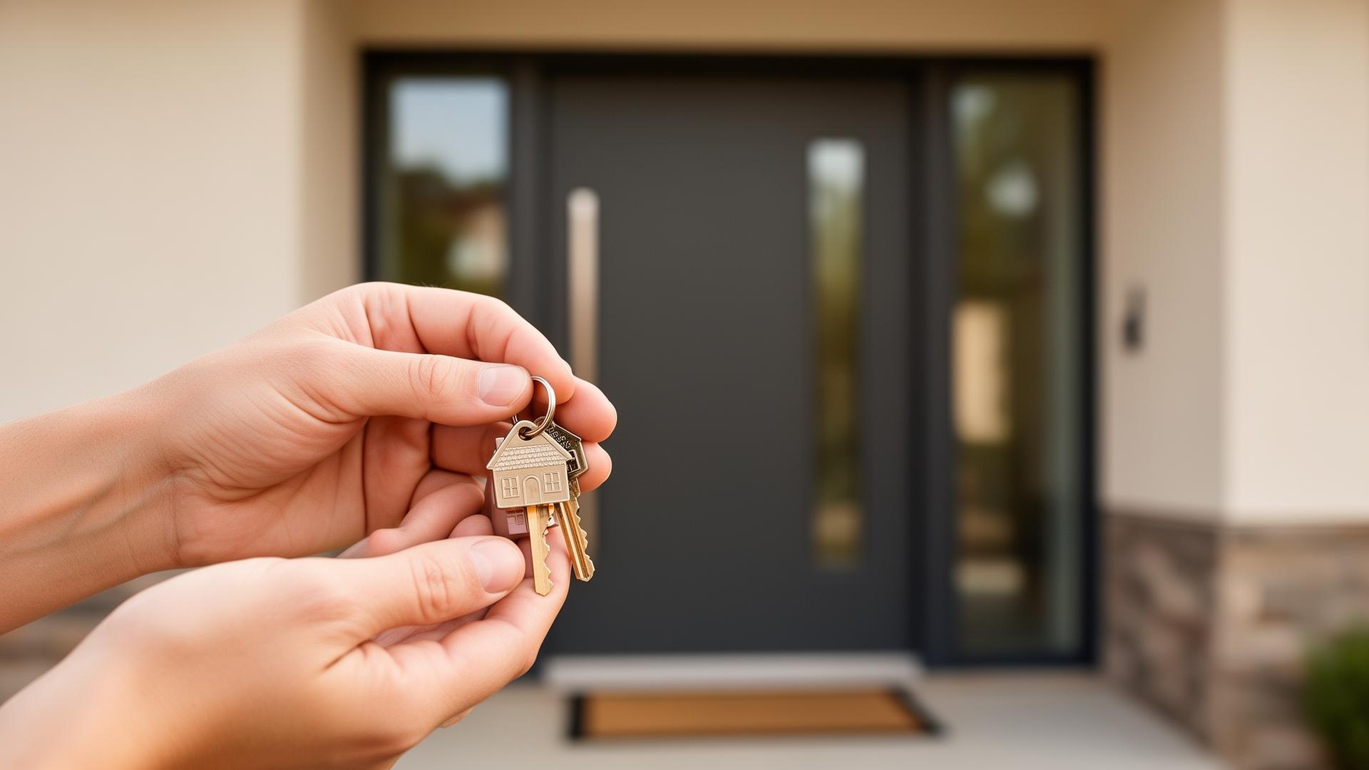Hands holding house keys